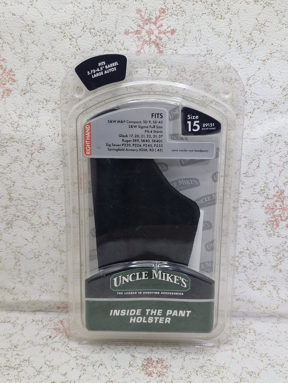 Uncle Mike’s Size 15 IWB Holster RH 3.75–4.5" Barrel Large Autos New OB